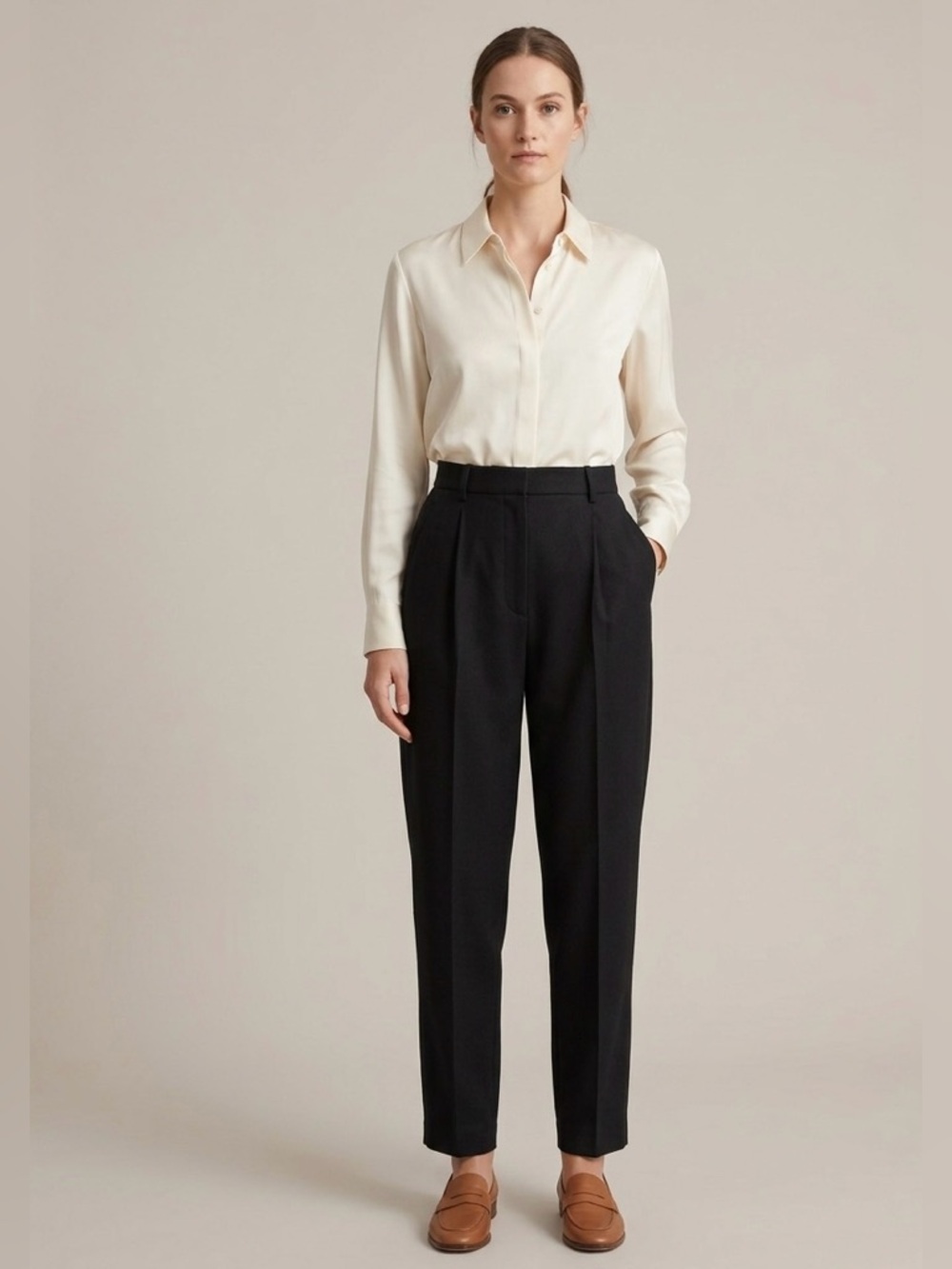 MORTON BERNARD Vintage Super High Rise Wool Trousers Pants Pleat Black Size 10P